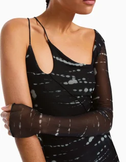FEMME BERSHKA Robes*Robe longue manches longues tulle imprimé