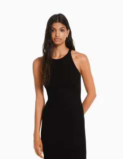 FEMME BERSHKA Vêtements*Robe midi bord-côte