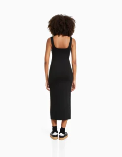 FEMME BERSHKA Vêtements*Robe midi moulante bretelles