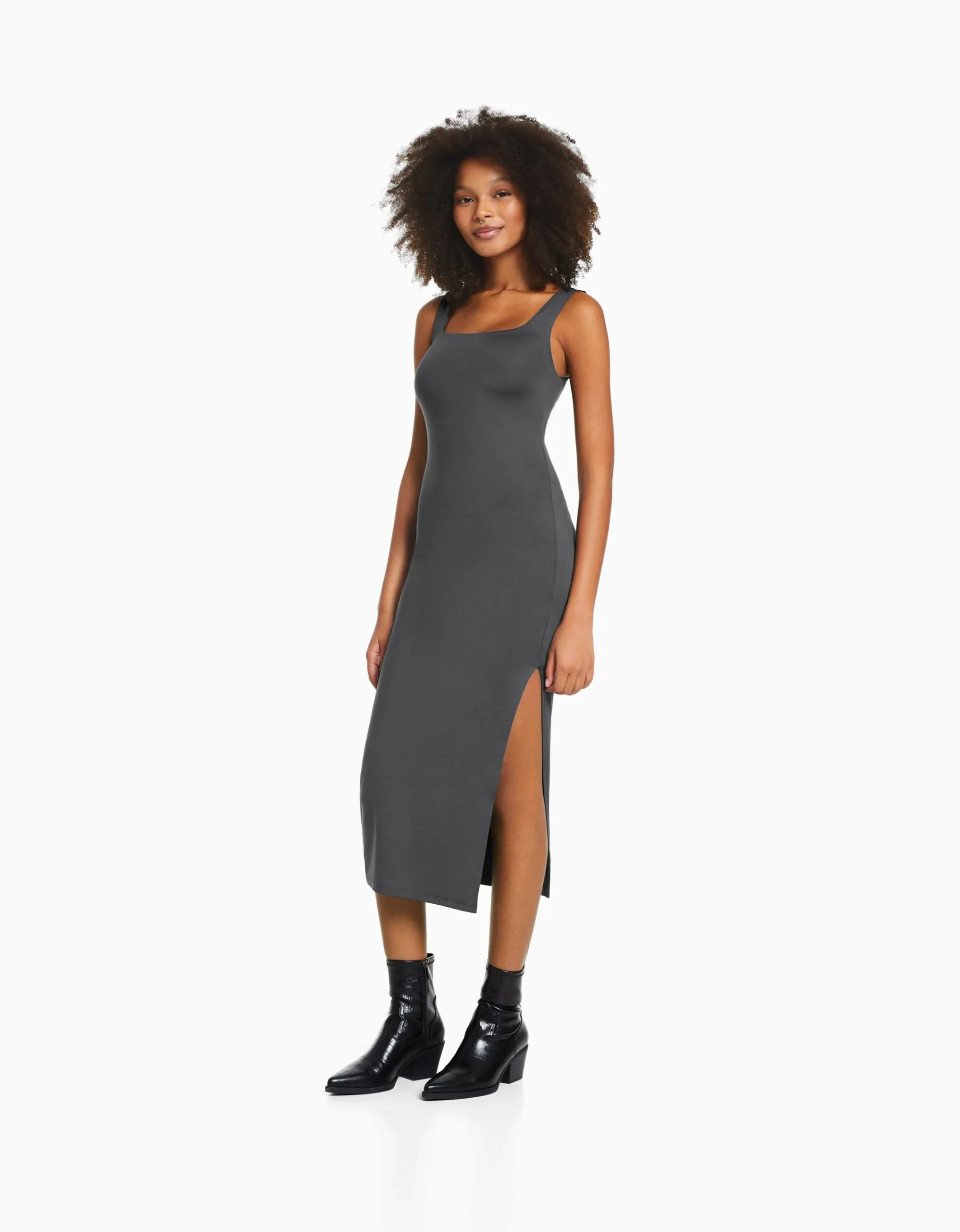FEMME BERSHKA Vêtements*Robe midi moulante bretelles