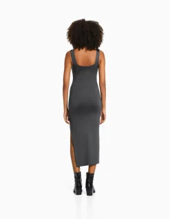 FEMME BERSHKA Vêtements*Robe midi moulante bretelles