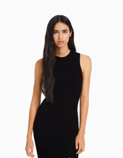 FEMME BERSHKA Basiques*Robe midi sans manches maille