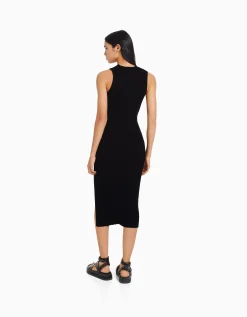 FEMME BERSHKA Basiques*Robe midi sans manches maille