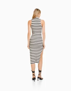 FEMME BERSHKA Robes*Robe midi sans manches rayée