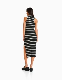 FEMME BERSHKA Robes*Robe midi sans manches rayée