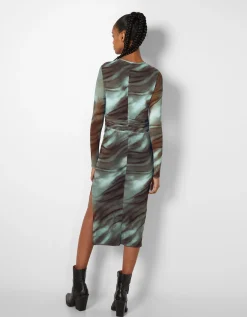 FEMME BERSHKA Robes*Robe midi tulle imprimée
