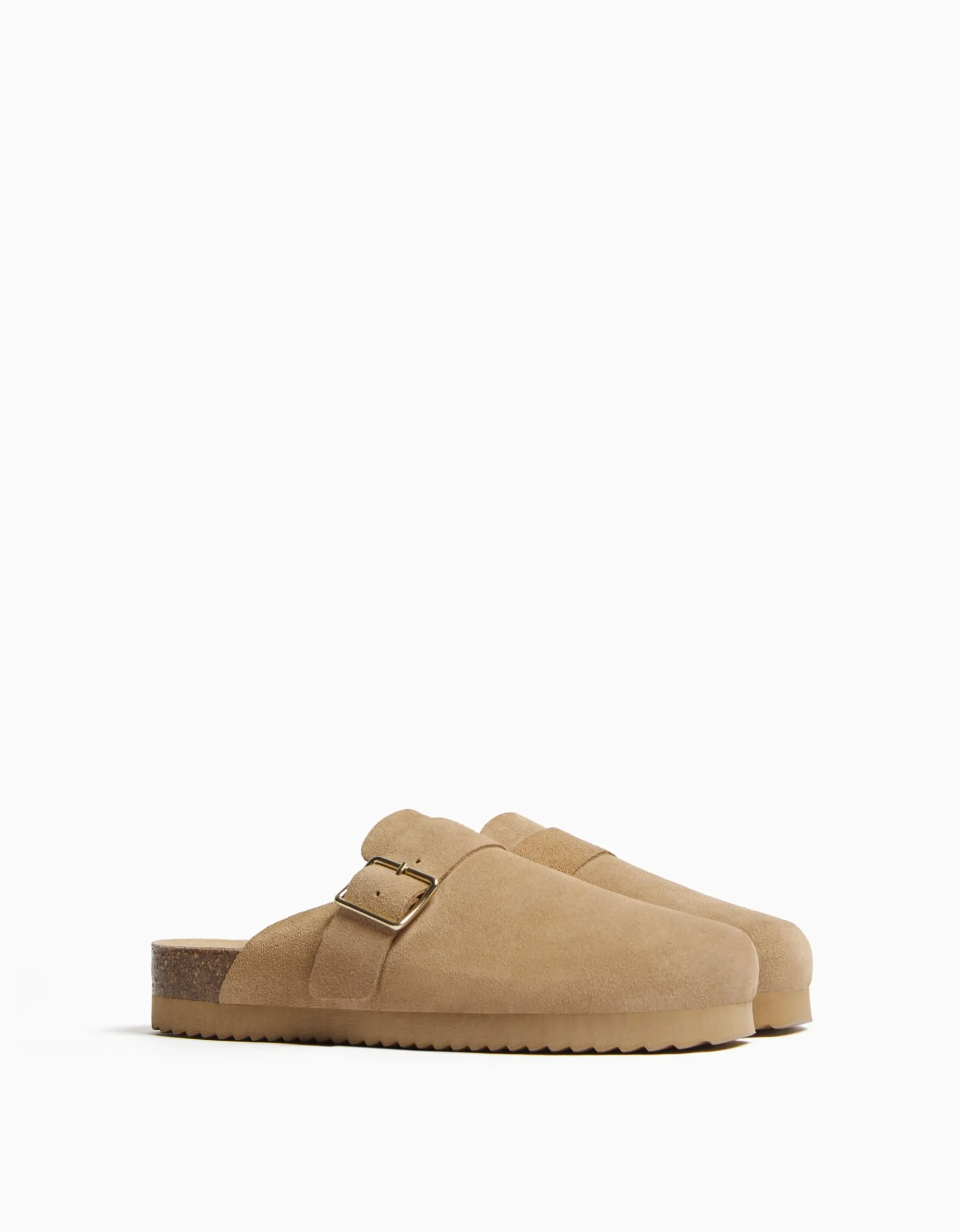 FEMME BERSHKA Similicuir*Sabots CUIR boucle