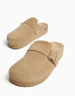 FEMME BERSHKA Similicuir*Sabots CUIR boucle