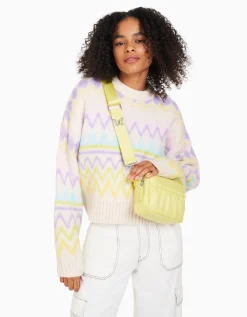FEMME BERSHKA Similicuir*Sac bandoulière similicuir papillon