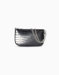 FEMME BERSHKA Similicuir*Sac chaîne imitation croco