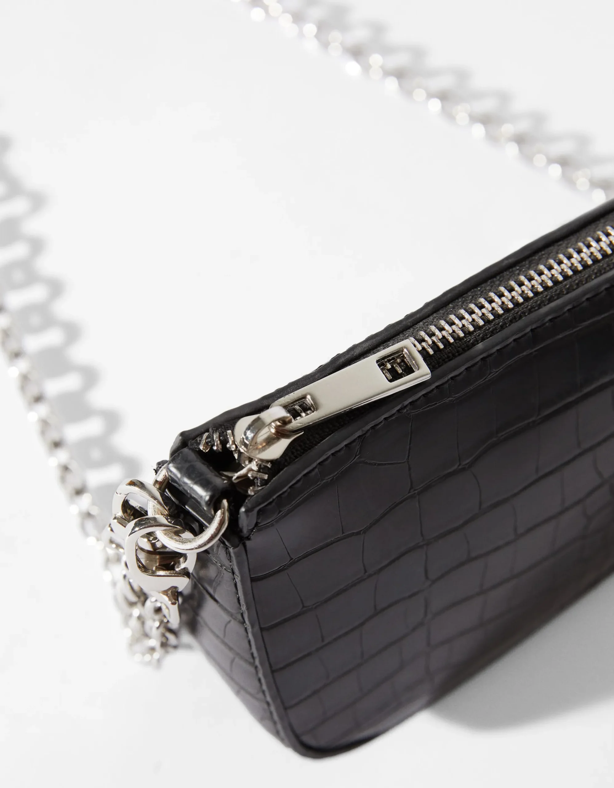 FEMME BERSHKA Similicuir*Sac chaîne imitation croco