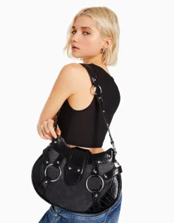 FEMME BERSHKA Accessoires*Sac denim anse gravure imprimé animal