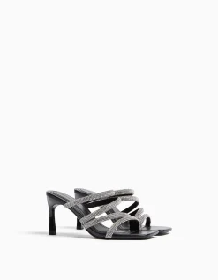 FEMME BERSHKA New*Sandales à talon brides brillantes
