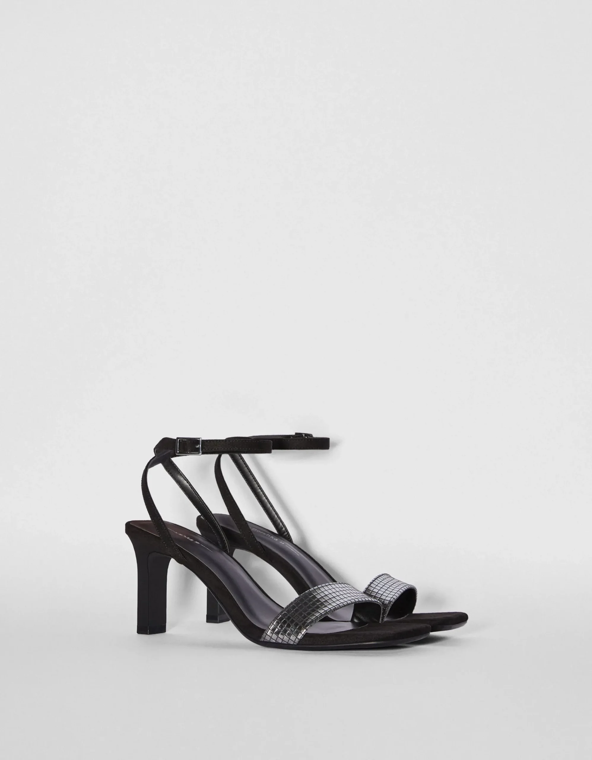 FEMME BERSHKA Party*Sandales talon métallisées boucle de cheville