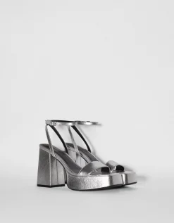 FEMME BERSHKA Party*Sandales talon plateforme métallisées