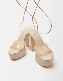FEMME BERSHKA Vinyle*Sandales talon plateforme vinyle