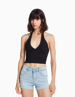 FEMME BERSHKA Shorts et bermudas*Short denim retroussé
