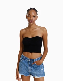 FEMME BERSHKA Shorts et bermudas*Short denim vintage déchiré