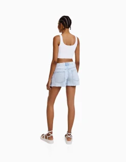 FEMME BERSHKA Shorts et bermudas*Short denim vintage déchiré