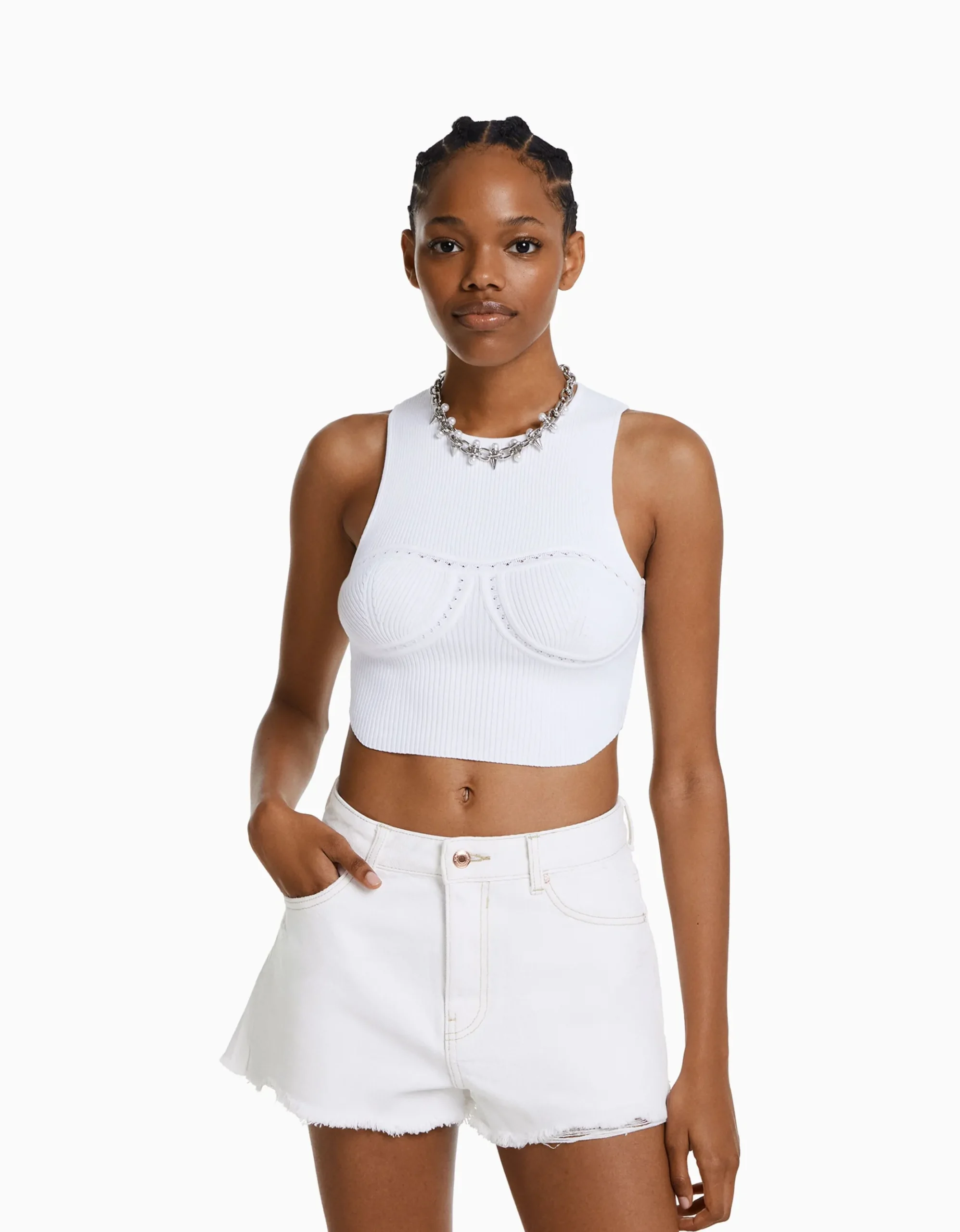 FEMME BERSHKA Shorts et bermudas*Short denim vintage déchiré