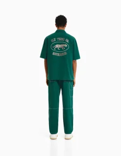 HOMME BERSHKA Surchemises*Surchemise manches courtes toile zippée