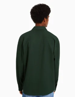 HOMME BERSHKA Surchemises*Surchemise manches longues gaufrée boutons-pression