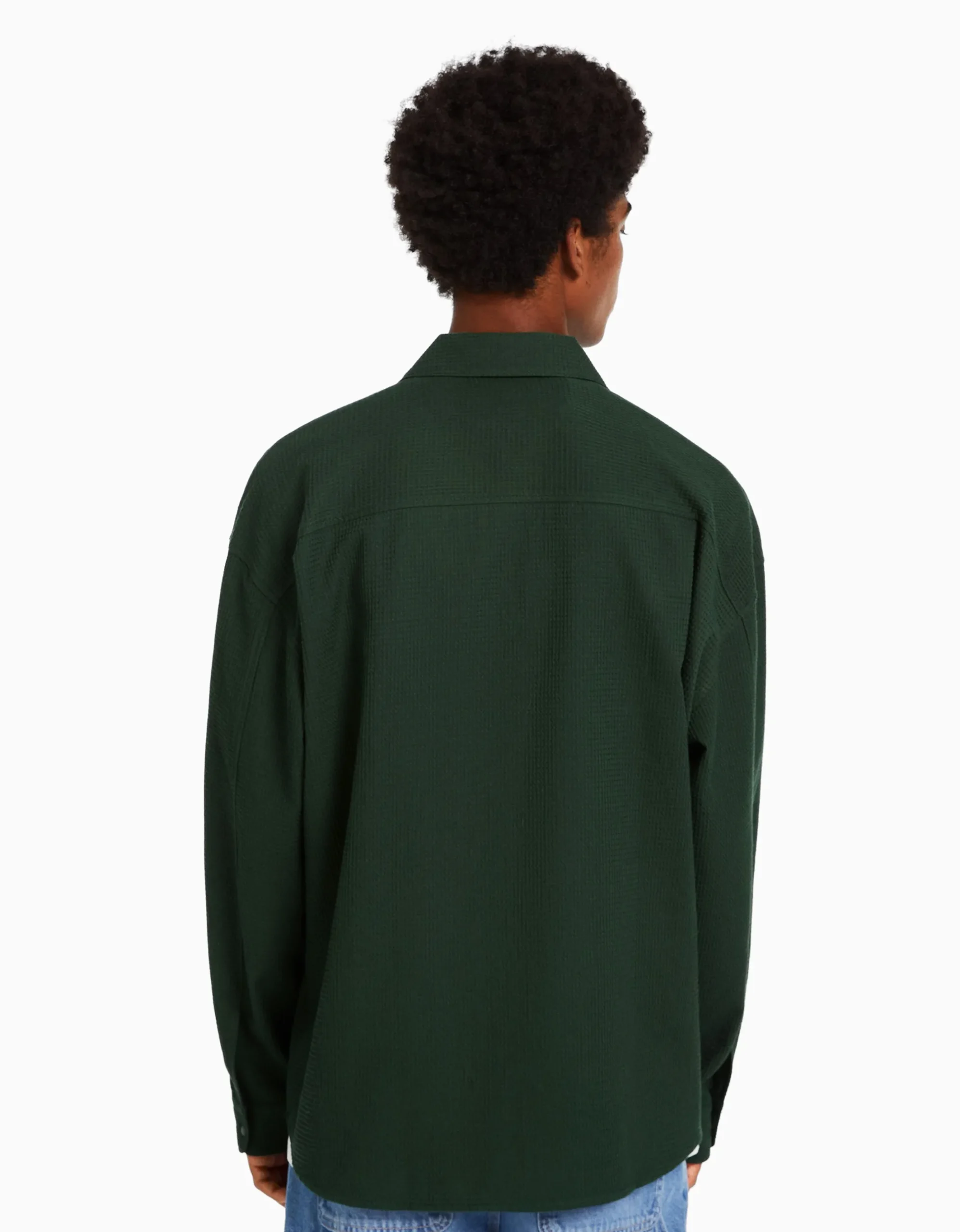 HOMME BERSHKA Chemises*Surchemise manches longues gaufrée boutons-pression