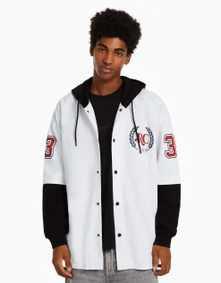 HOMME BERSHKA Blousons et manteaux*Surchemise molleton capuche manches longues