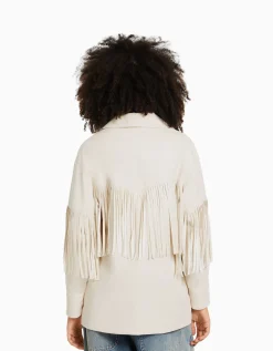 FEMME BERSHKA Vestes*Surchemise similicuir franges