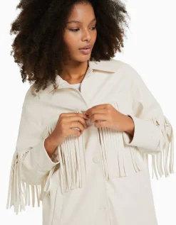 FEMME BERSHKA Vestes*Surchemise similicuir franges