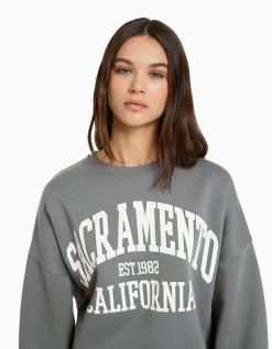 FEMME BERSHKA Pulls*Sweat ample imprimé