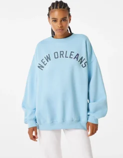 FEMME BERSHKA Pulls*Sweat ample imprimé
