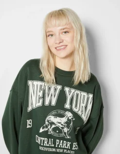 FEMME BERSHKA BSK Teen*Sweat ample imprimé