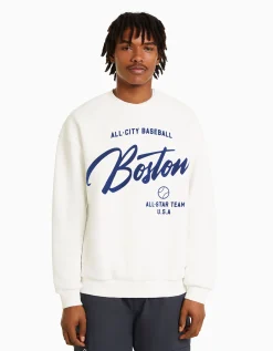 HOMME BERSHKA Vêtements*Sweat ample imprimé