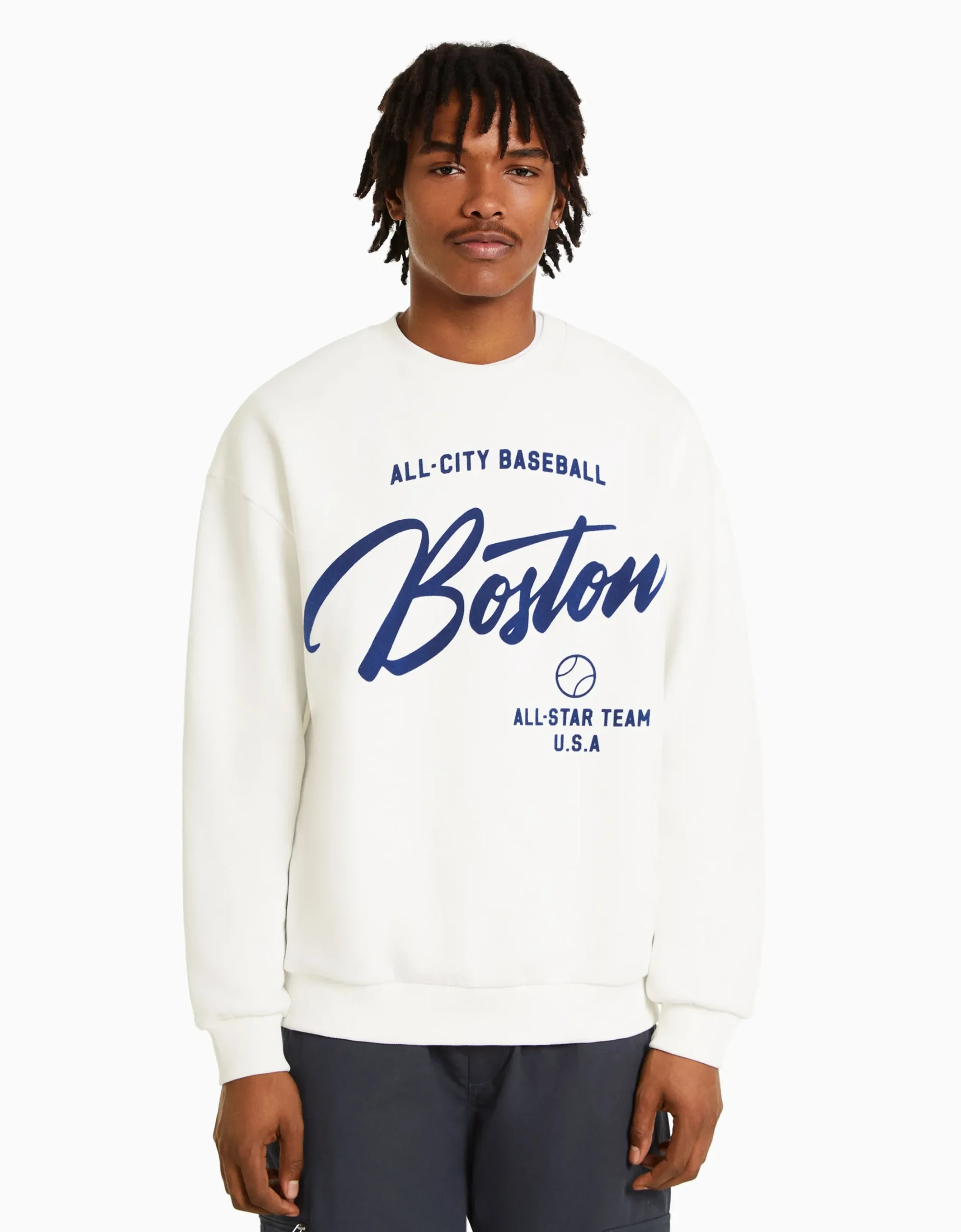 HOMME BERSHKA Vêtements*Sweat ample imprimé