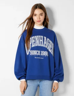 FEMME BERSHKA BSK Teen*Sweat ample imprimé