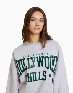 FEMME BERSHKA Pulls*Sweat ample imprimé