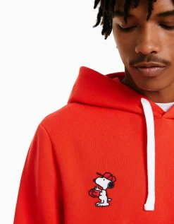 HOMME BERSHKA Vêtements*Sweat capuche brodé Snoopy