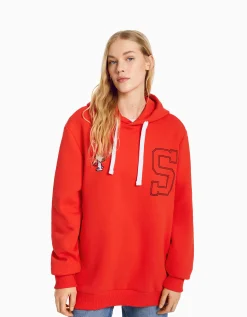 FEMME BERSHKA Cartoons*Sweat capuche brodé Snoopy