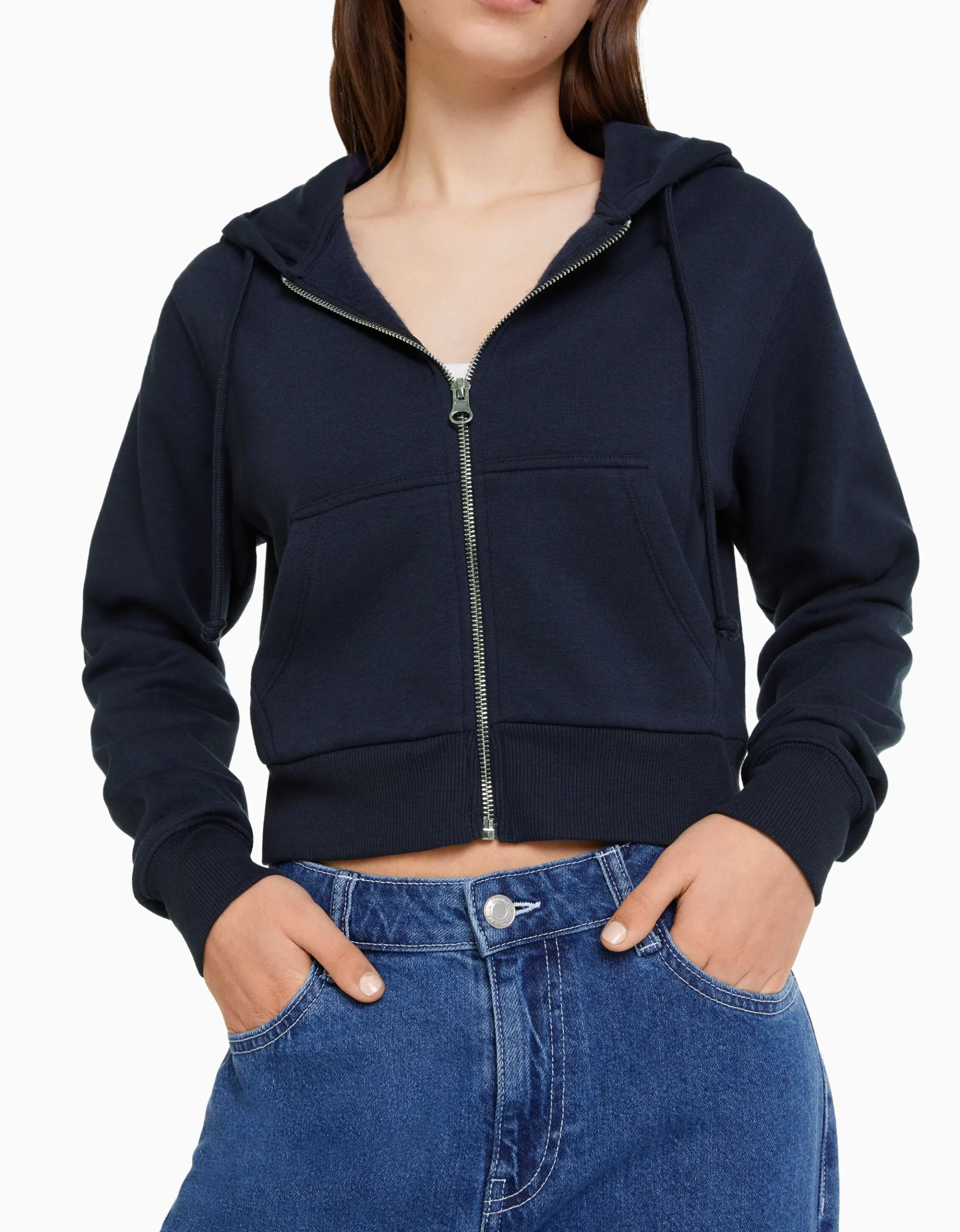 FEMME BERSHKA Survêtement*Sweat capuche cropped fermeture Éclair