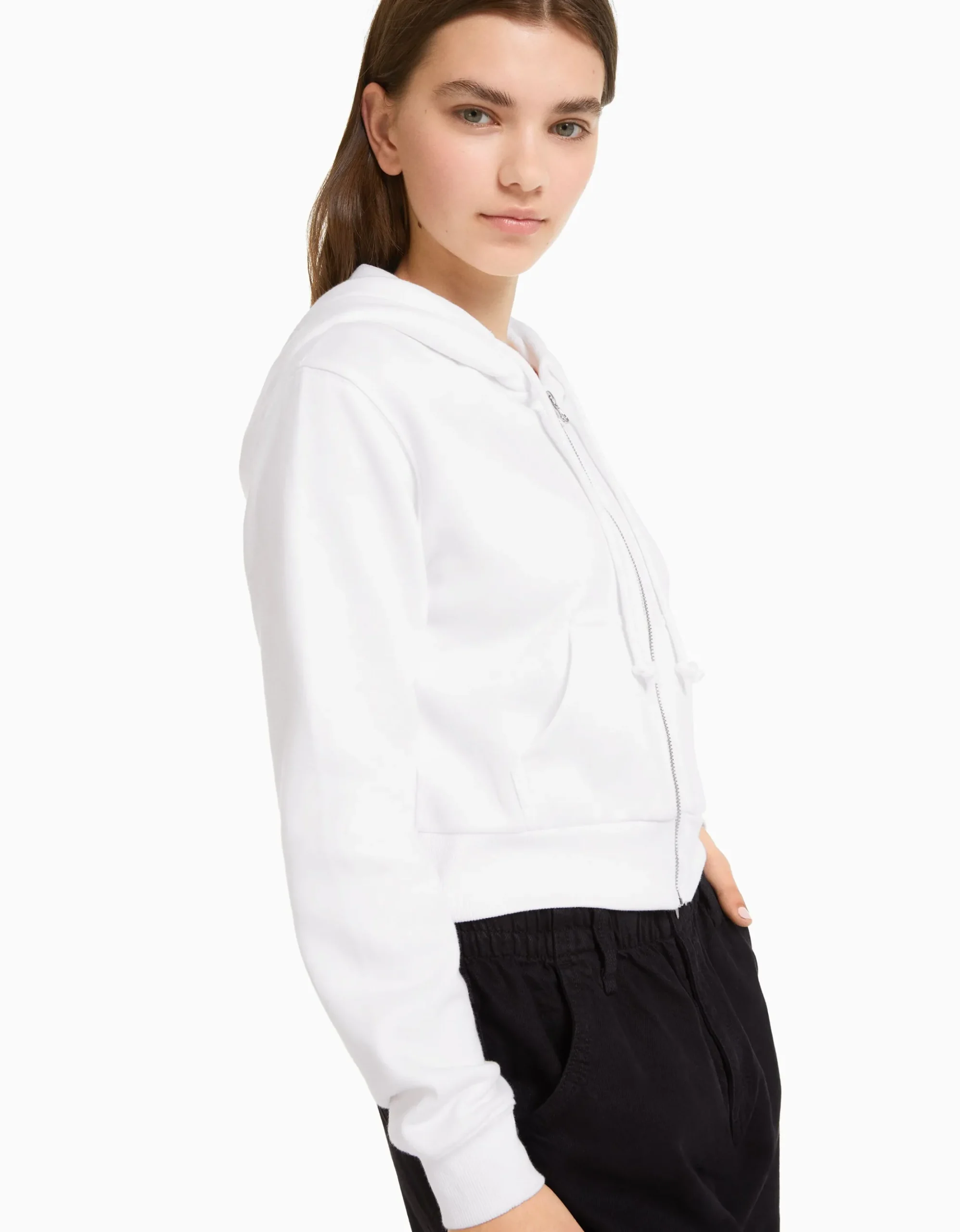 FEMME BERSHKA Survêtement*Sweat capuche cropped fermeture Éclair