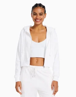 FEMME BERSHKA Personnalisables*Sweat capuche cropped fermeture Éclair