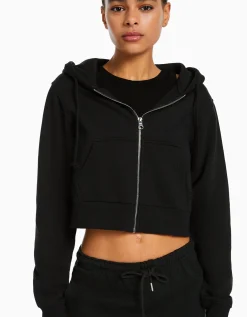 FEMME BERSHKA Personnalisables*Sweat capuche cropped fermeture Éclair