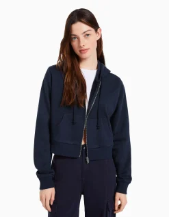 FEMME BERSHKA Personnalisables*Sweat capuche cropped fermeture Éclair