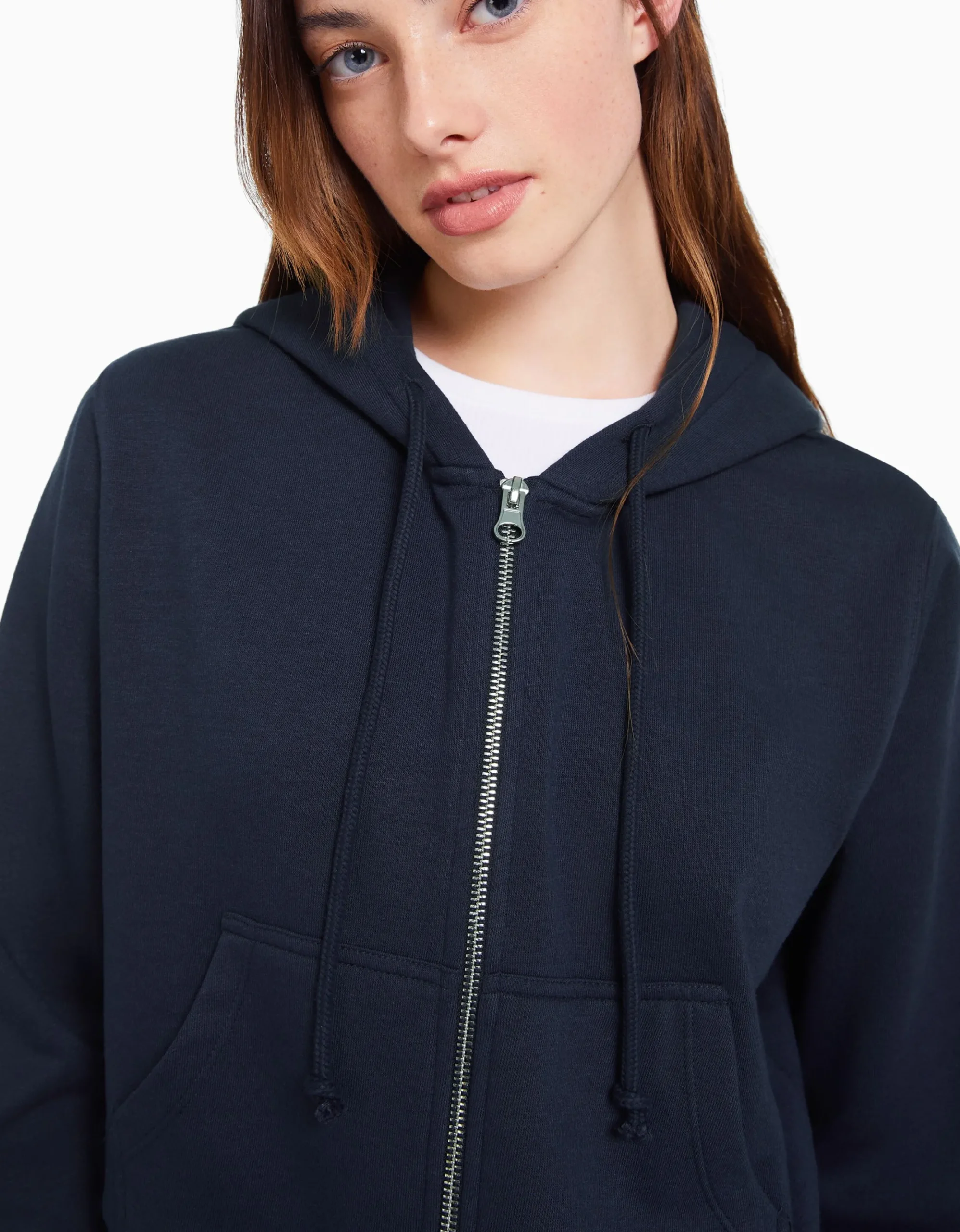 FEMME BERSHKA Personnalisables*Sweat capuche cropped fermeture Éclair