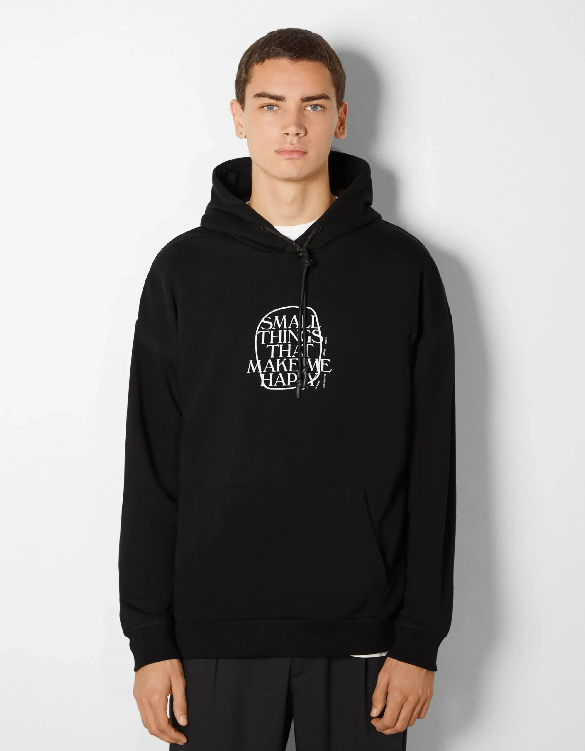 HOMME BERSHKA Sweats*Sweat capuche easy fit imprimé