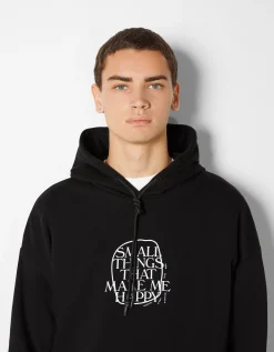 HOMME BERSHKA Sweats*Sweat capuche easy fit imprimé