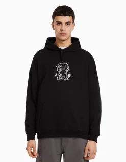 HOMME BERSHKA Sweats*Sweat capuche easy fit imprimé