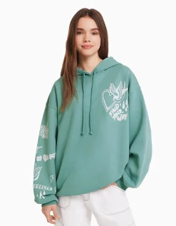 FEMME BERSHKA Sweats*Sweat capuche imprimé