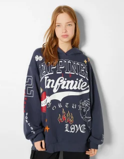FEMME BERSHKA Sweats*Sweat capuche imprimé